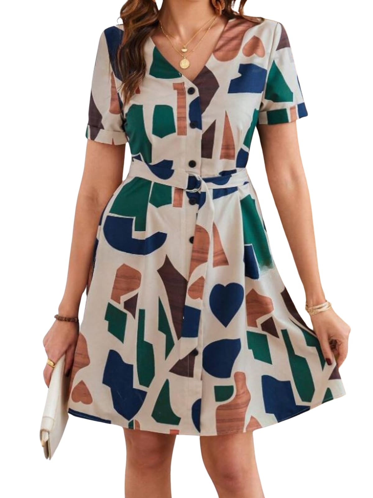 Summer Dress for Women | Short One Piece A-Line Midi Dress | Lightweight Vacation Wear & Daily Casual Outfit