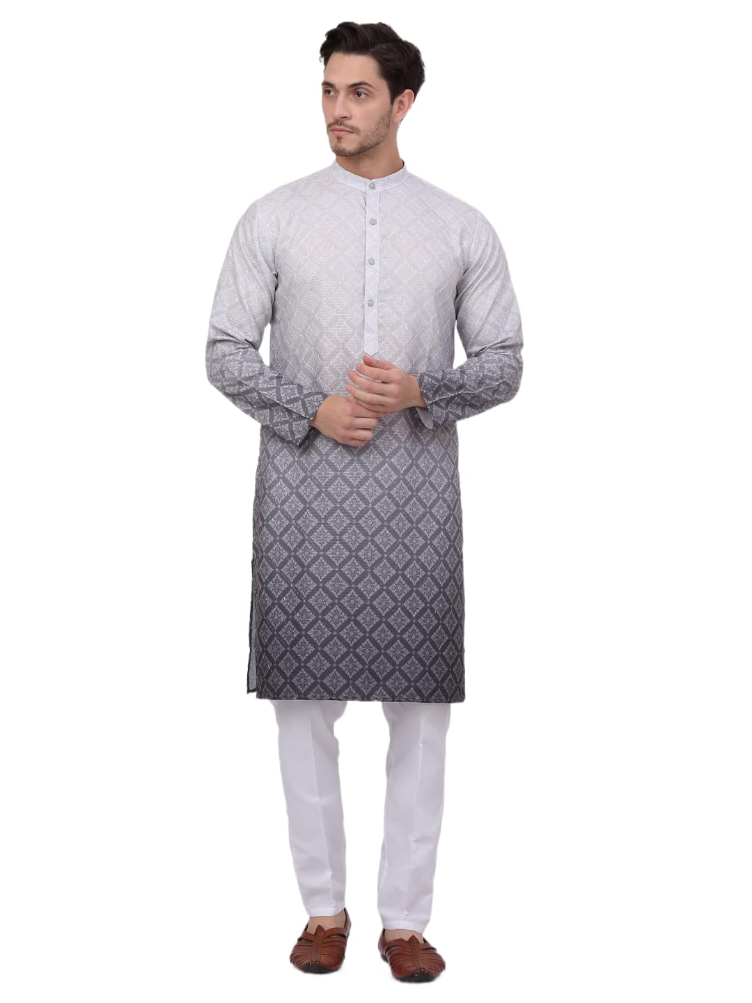 Jompers Thread Work & Sequin Embellished Printed Kurta Set for Men