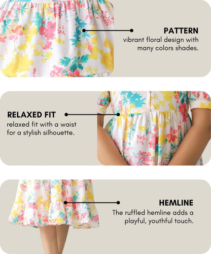 Summer Dress for Women | Short One Piece A-Line Midi Dress | Lightweight Vacation Wear & Daily Casual Outfit