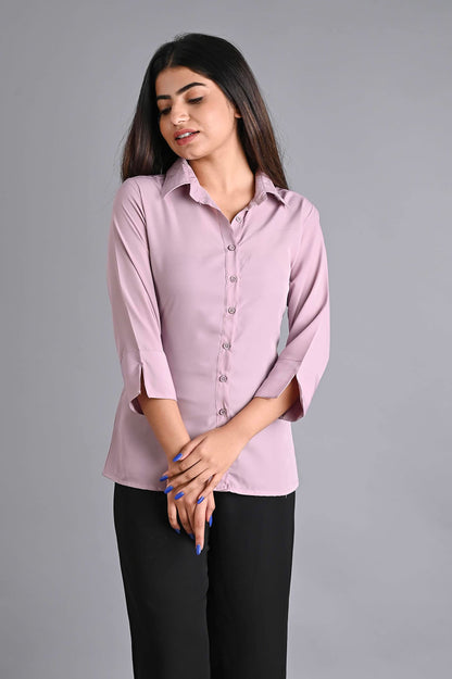 Women's Polyester Stylish Regular Fit Solid Formal Casual Shirts for Women Office Wear 2 Shirt Combo