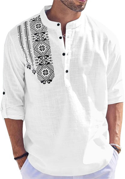FOLGEN Men's Solid Cotton Blend Full Sleeve Straight Kurta Regular Fit Short Kurta Shirt for Men
