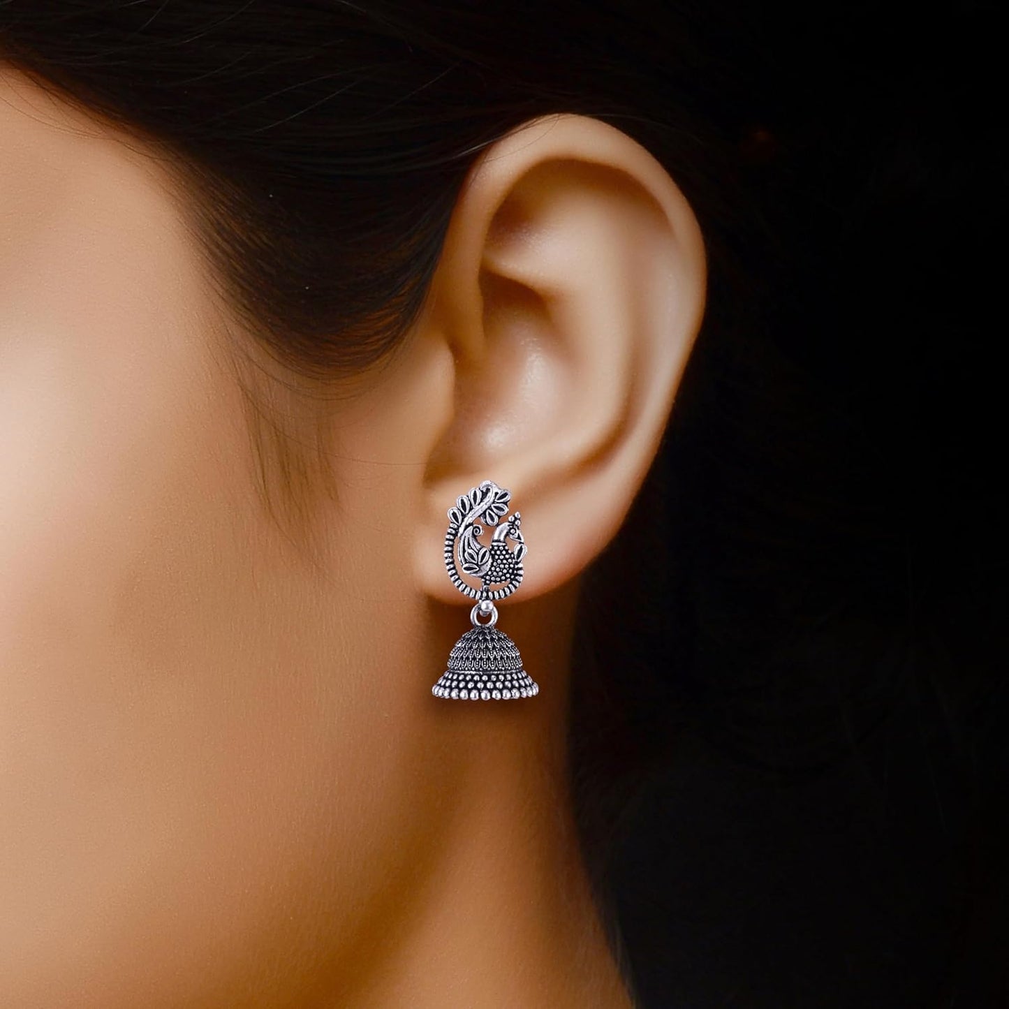 MEENAZ Earrings for women fashion jhumka oxidised Silver Earrings for women Combo chandbali pearl stylish Butterfly jhumkas traditional Jhumki Peacock Earrings For girls South Temple Ear Rings -M734