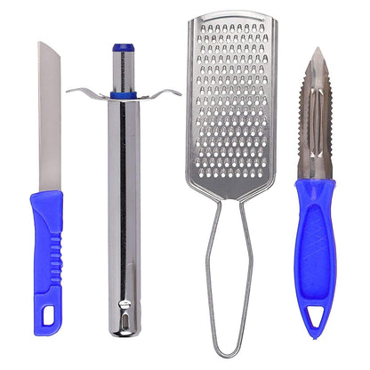 HeeMo 4 in 1 Set of 1 Kitchen Lighter, 1 Knife, 1 Peeler and 1 Smooth Grater