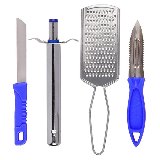 HeeMo 4 in 1 Set of 1 Kitchen Lighter, 1 Knife, 1 Peeler and 1 Smooth Grater