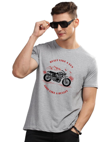 Men's Royal Bike Design Printed 100% Cotton T-Shirt