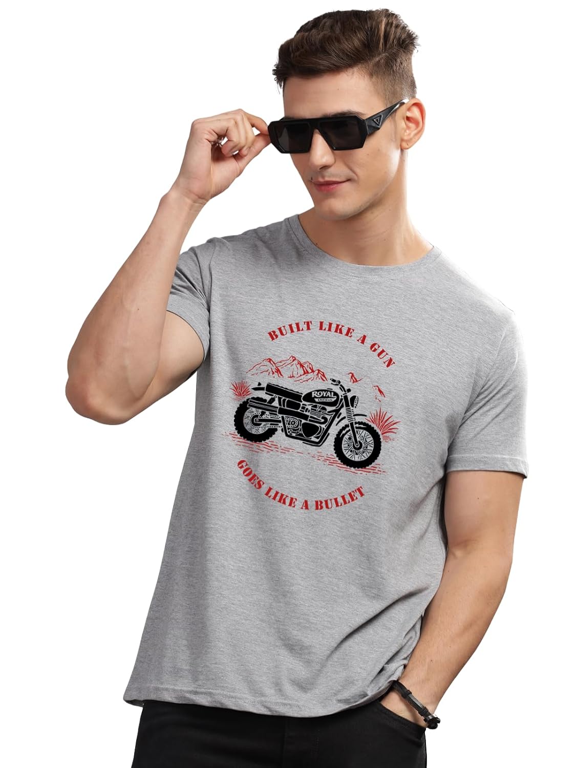 Men's Royal Bike Design Printed 100% Cotton T-Shirt