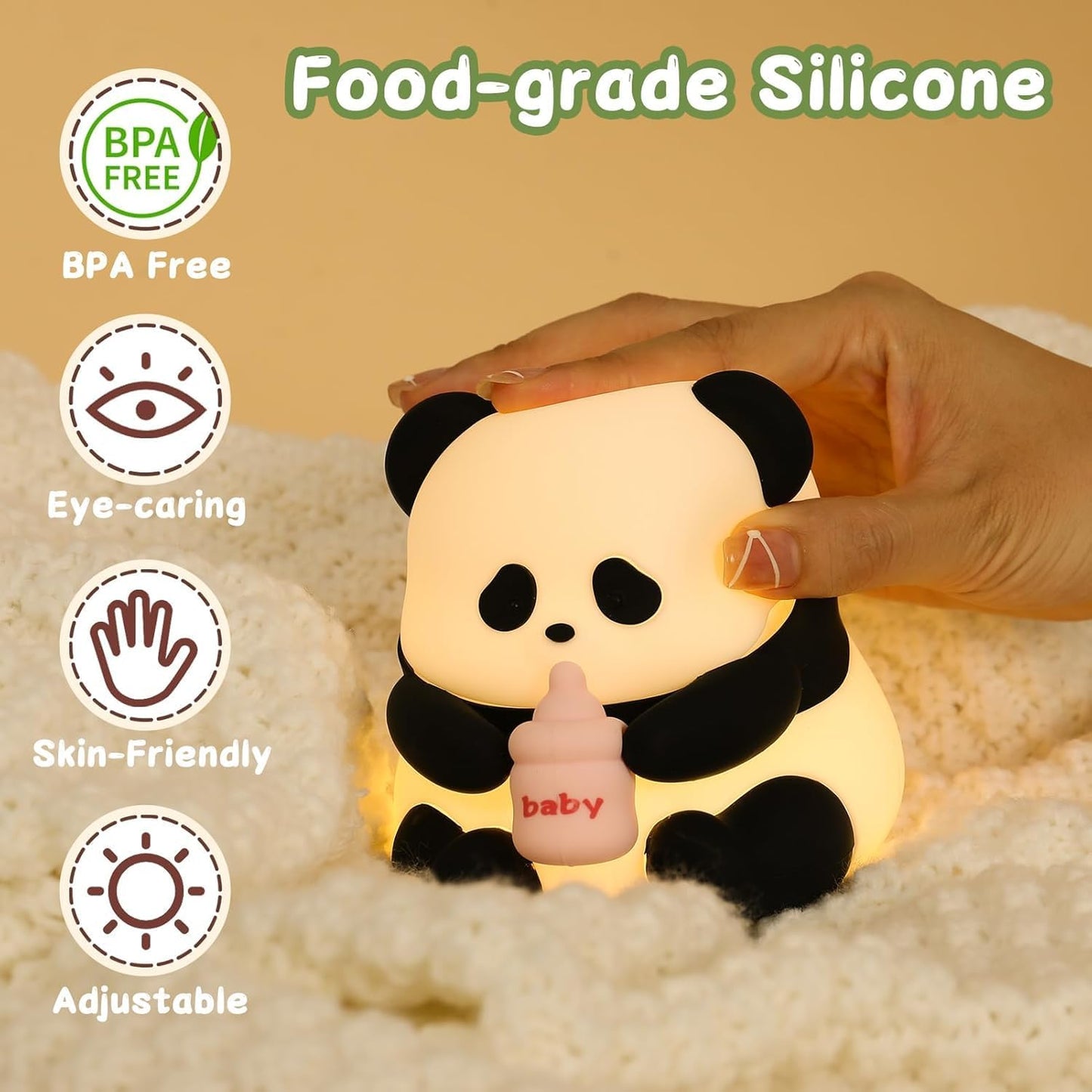 Desidiya® Touch Silicone Panda Light – Night Light for Kids, Girls & Boys | Cute Bedroom Decor for Women | Valentine Special