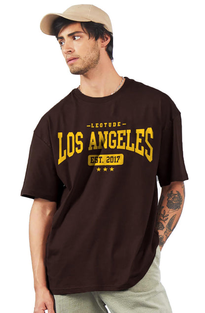 LEOTUDE Men's Cotton Oversized Fit Half Sleeve Oversized Printed T-Shirt, Round Neck Longline Drop Shoulder | ful Printed Combo T-Shirt (Pack of 3)