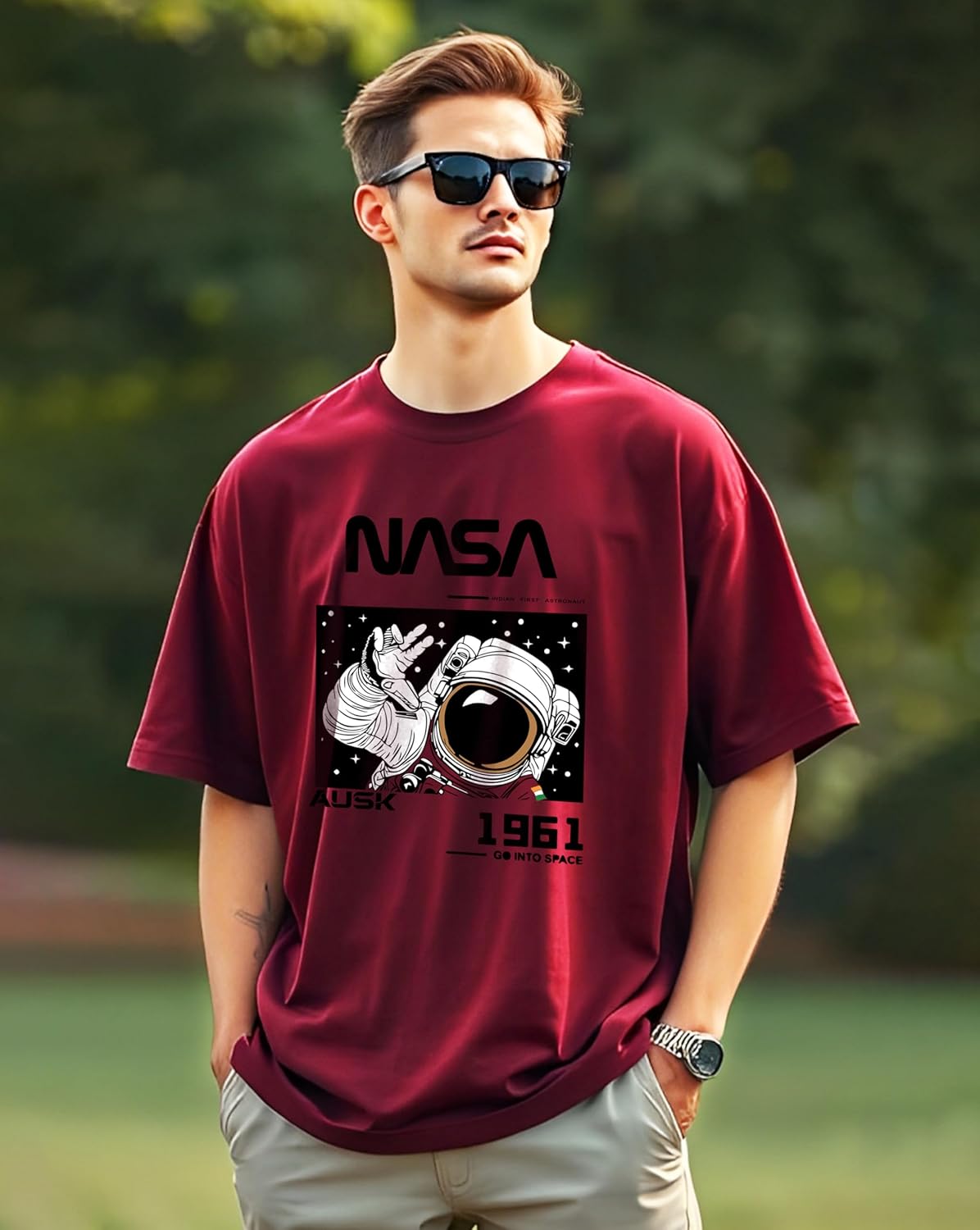 AUSK Mens Oversized Half Sleeve Printed T-Shirt for Men