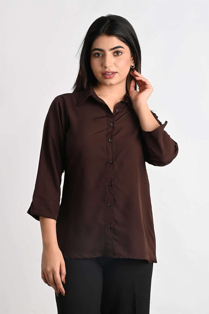 Women's Polyester Stylish Regular Fit Solid Formal Casual Shirts for Women Office Wear 2 Shirt Combo
