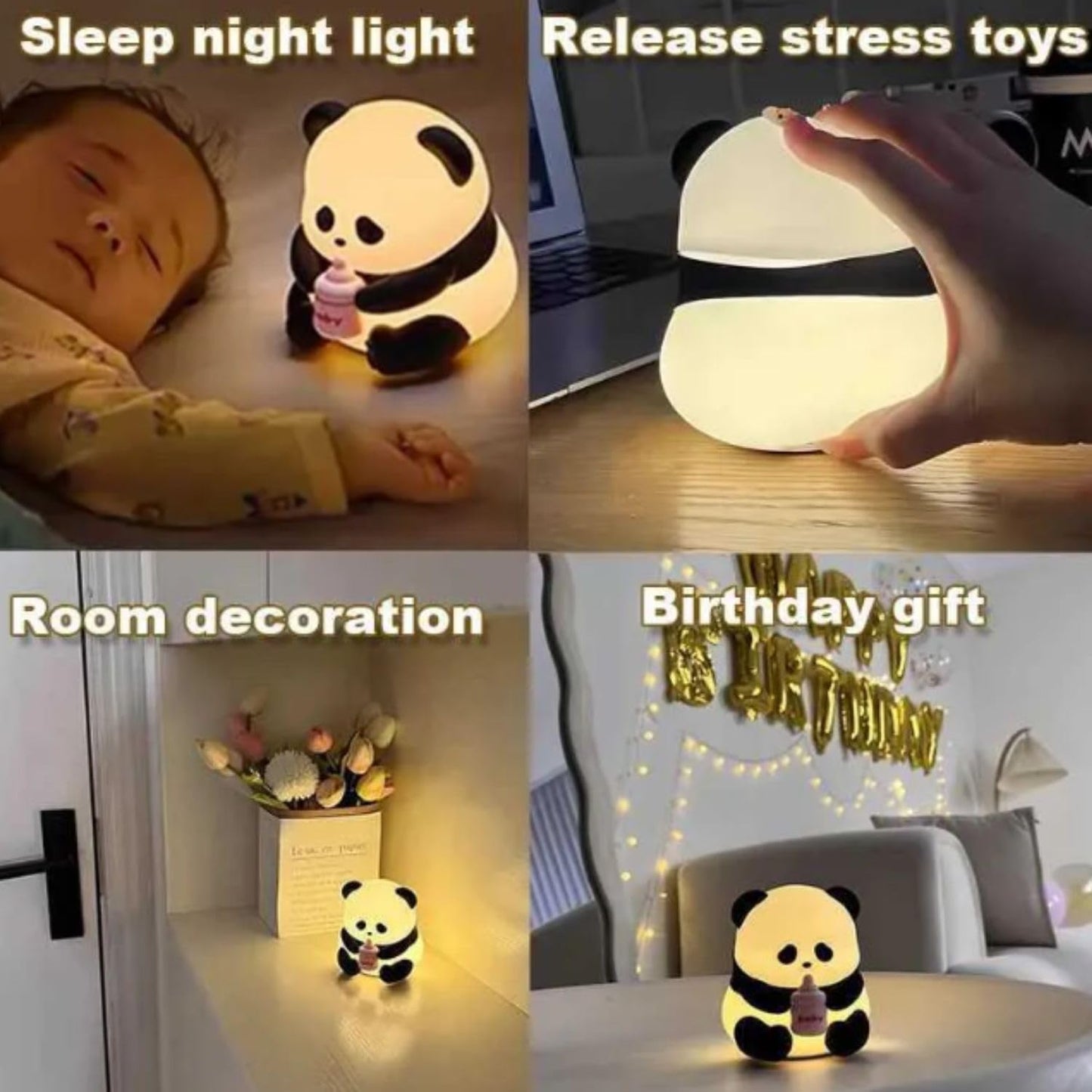 Desidiya® Touch Silicone Panda Light – Night Light for Kids, Girls & Boys | Cute Bedroom Decor for Women | Valentine Special