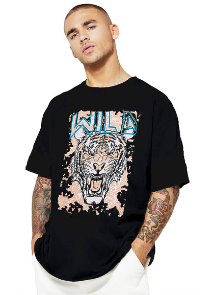 LEOTUDE Men's Cotton Oversized Fit Half Sleeve Oversized Printed T-Shirt, Round Neck Longline Drop Shoulder | ful Printed Combo T-Shirt (Pack of 3)