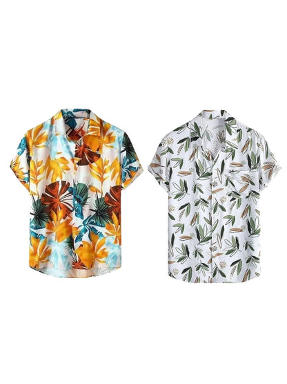 Leriya Fashion Men's Casual Rayon Relaxed Fit Shirt Button Down Summer Shirts for Men | Stylish Printed | Short Sleeve | Trendy (Available in Plus Size and Combo Pack of 2)