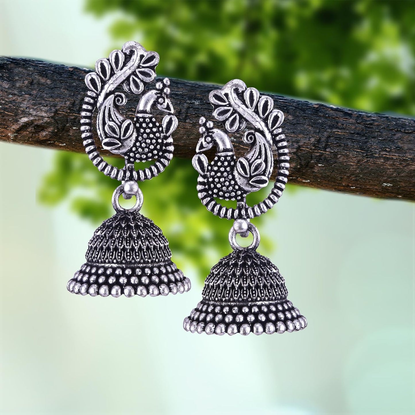 MEENAZ Earrings for women fashion jhumka oxidised Silver Earrings for women Combo chandbali pearl stylish Butterfly jhumkas traditional Jhumki Peacock Earrings For girls South Temple Ear Rings -M734