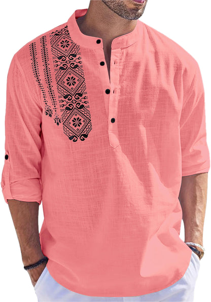 FOLGEN Men's Solid Cotton Blend Full Sleeve Straight Kurta Regular Fit Short Kurta Shirt for Men