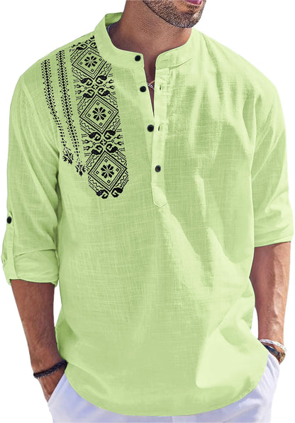 FOLGEN Men's Solid Cotton Blend Full Sleeve Straight Kurta Regular Fit Short Kurta Shirt for Men