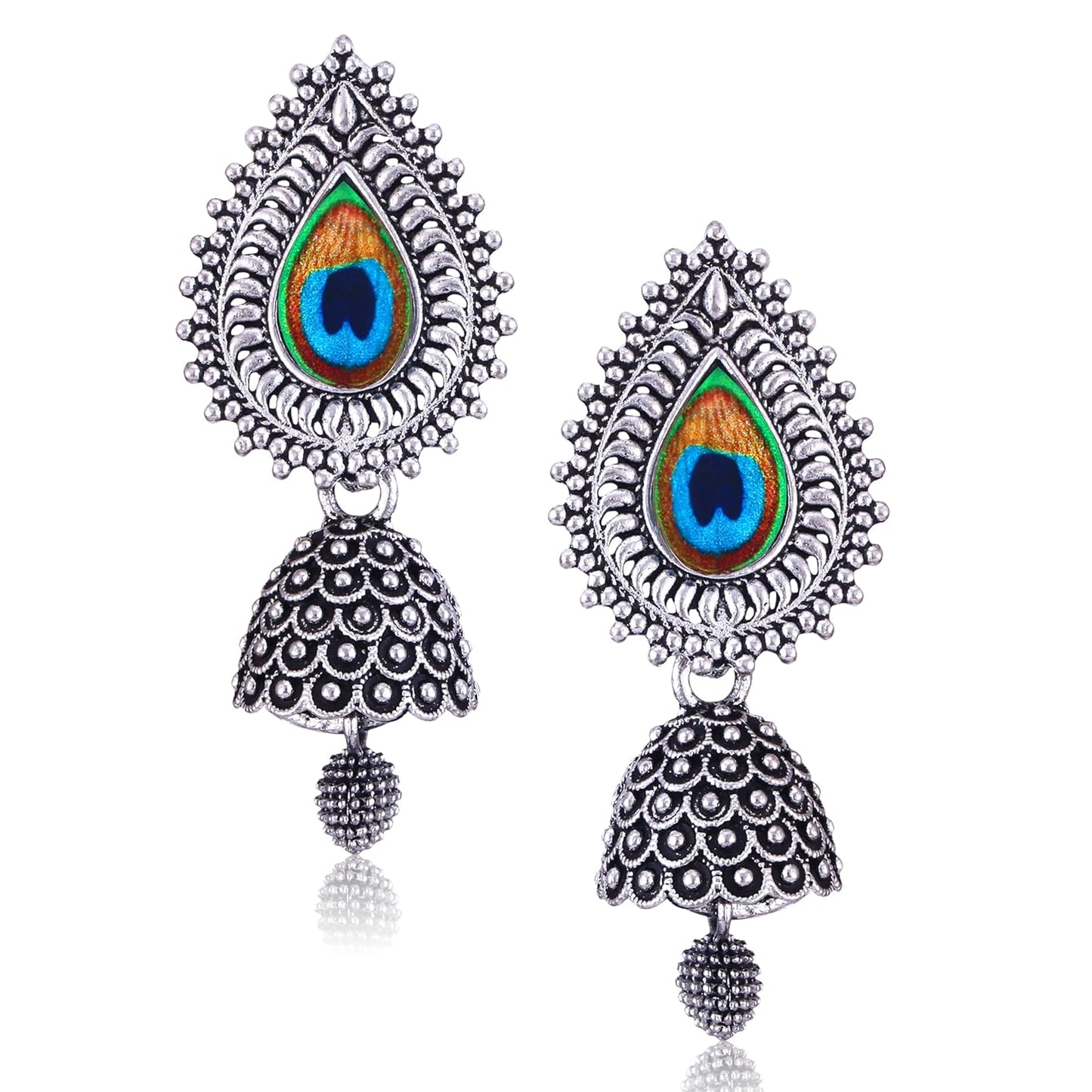 MEENAZ Earrings for women fashion jhumka oxidised Silver Earrings for women Combo chandbali pearl stylish Butterfly jhumkas traditional Jhumki Peacock Earrings For girls South Temple Ear Rings -M734