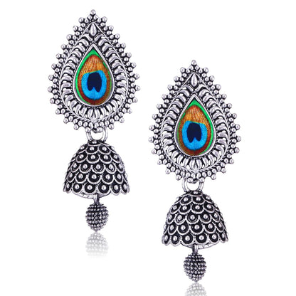 MEENAZ Earrings for women fashion jhumka oxidised Silver Earrings for women Combo chandbali pearl stylish Butterfly jhumkas traditional Jhumki Peacock Earrings For girls South Temple Ear Rings -M734