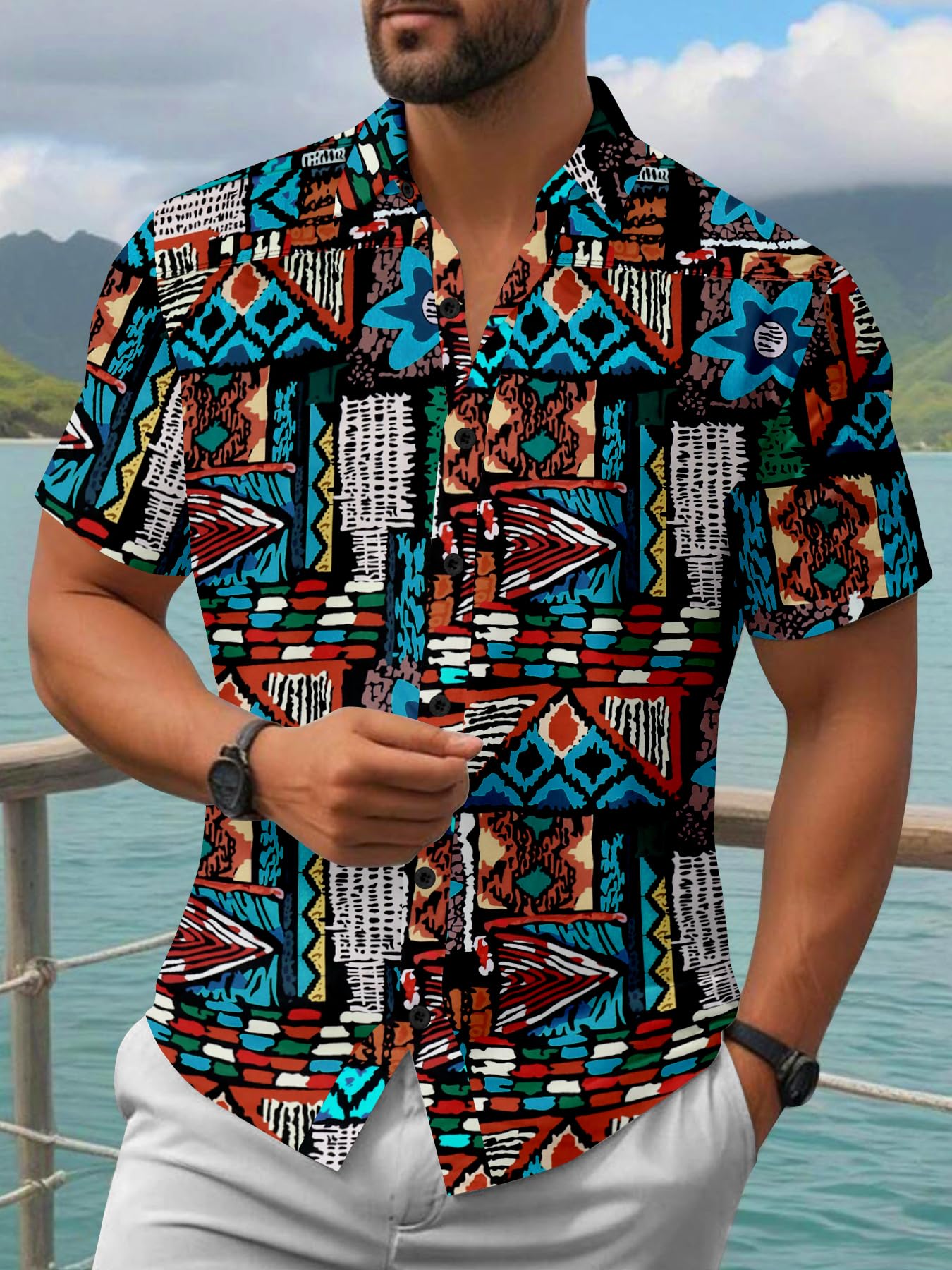 Casual Printed Half Sleeves Shirt for Man