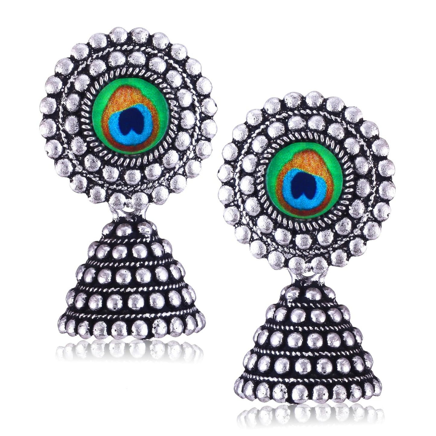 MEENAZ Earrings for women fashion jhumka oxidised Silver Earrings for women Combo chandbali pearl stylish Butterfly jhumkas traditional Jhumki Peacock Earrings For girls South Temple Ear Rings -M734