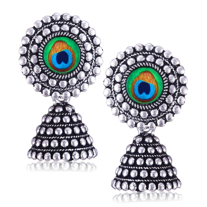 MEENAZ Earrings for women fashion jhumka oxidised Silver Earrings for women Combo chandbali pearl stylish Butterfly jhumkas traditional Jhumki Peacock Earrings For girls South Temple Ear Rings -M734