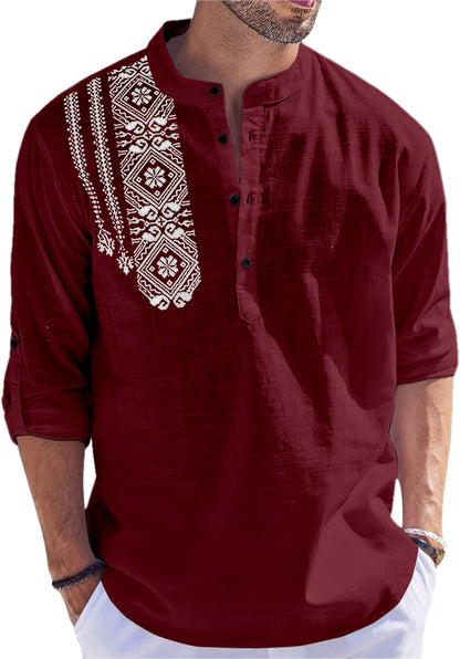 FOLGEN Men's Solid Cotton Blend Full Sleeve Straight Kurta Regular Fit Short Kurta Shirt for Men
