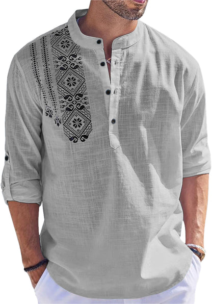 FOLGEN Men's Solid Cotton Blend Full Sleeve Straight Kurta Regular Fit Short Kurta Shirt for Men