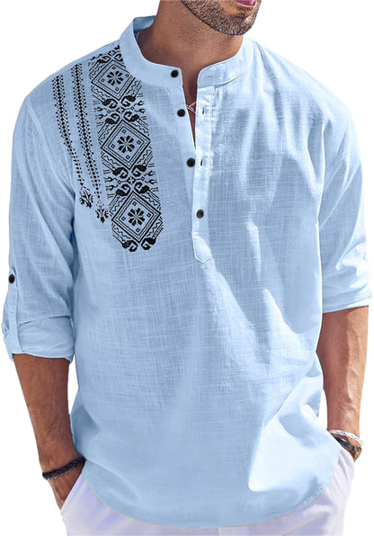 FOLGEN Men's Solid Cotton Blend Full Sleeve Straight Kurta Regular Fit Short Kurta Shirt for Men
