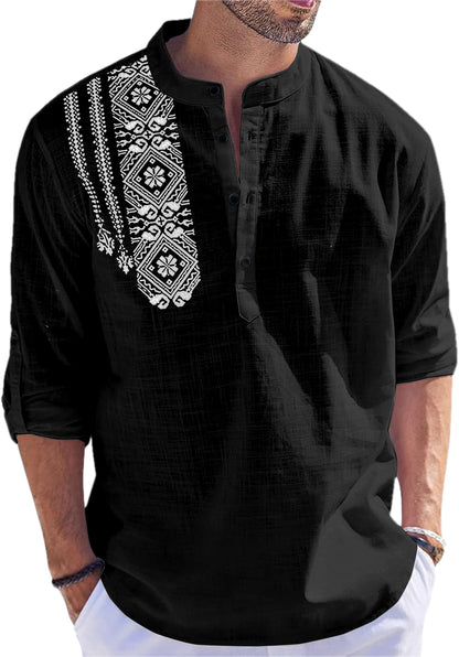 FOLGEN Men's Solid Cotton Blend Full Sleeve Straight Kurta Regular Fit Short Kurta Shirt for Men