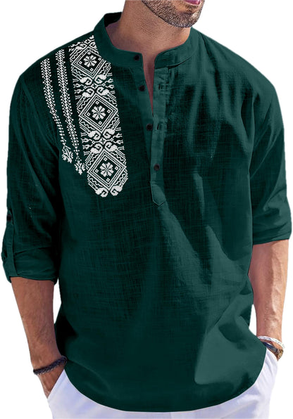 FOLGEN Men's Solid Cotton Blend Full Sleeve Straight Kurta Regular Fit Short Kurta Shirt for Men