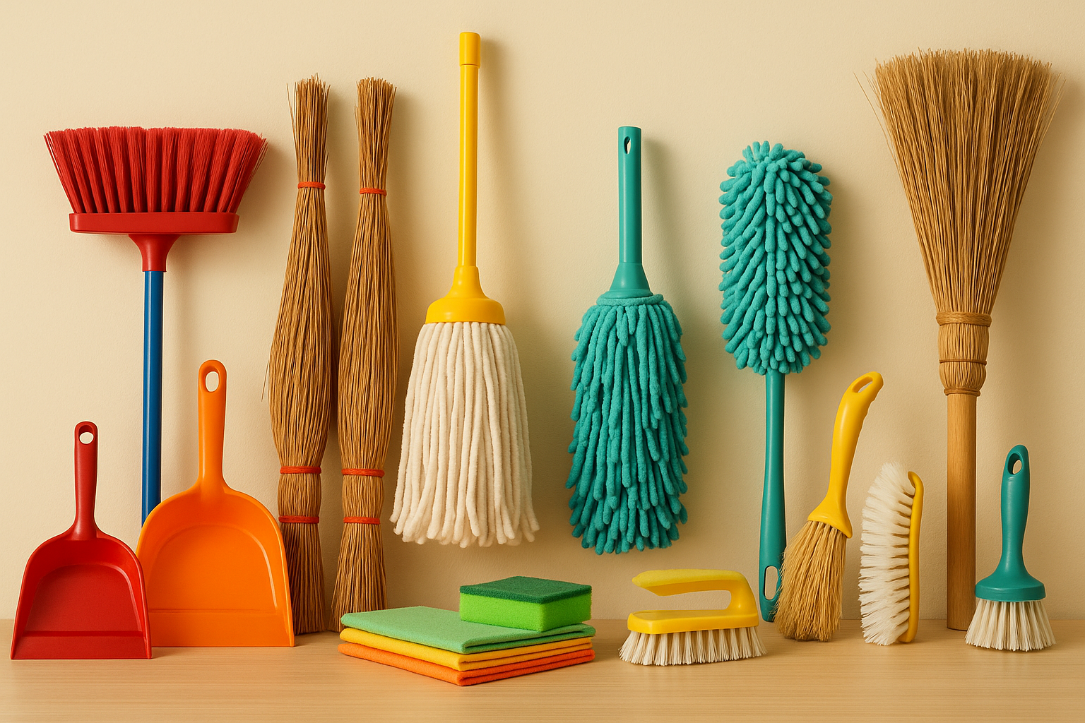 house utensils and cleaning staff