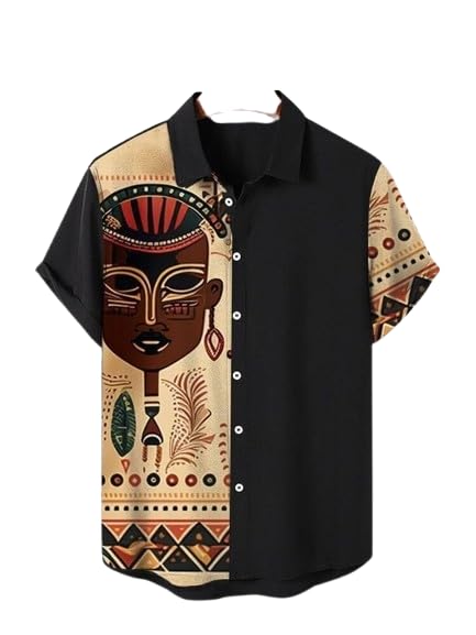 Button-Down Shirt, Short Sleeve, Casual Hawaiian Style, Digital Printed Half Sleeve Shirt (in, Alpha, M, Multi)